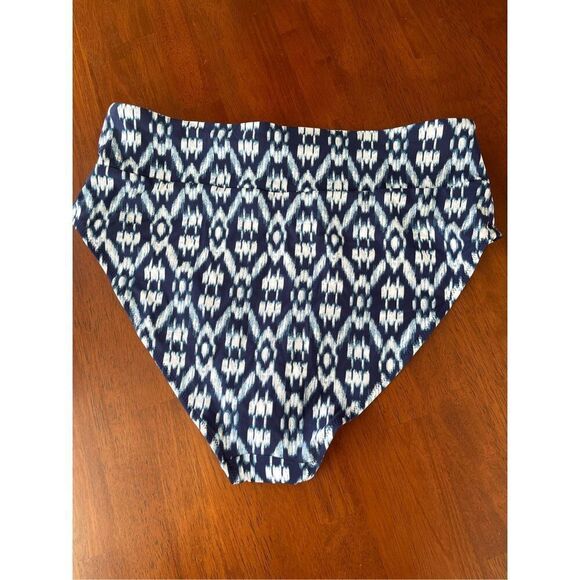 NWOT navy and whit ikat high waisted bikini bottom Size XL - Picture 2 of 5